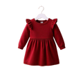 Red Ruffle Baby Girl Dress – Long Sleeve Knit Dress (3M–2T)