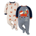 Forest Friends Fox Baby Footed Sleepsuit Set – 2 Pack