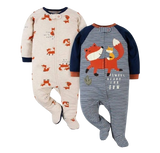 Forest Friends Fox Baby Footed Sleepsuit Set – 2 Pack