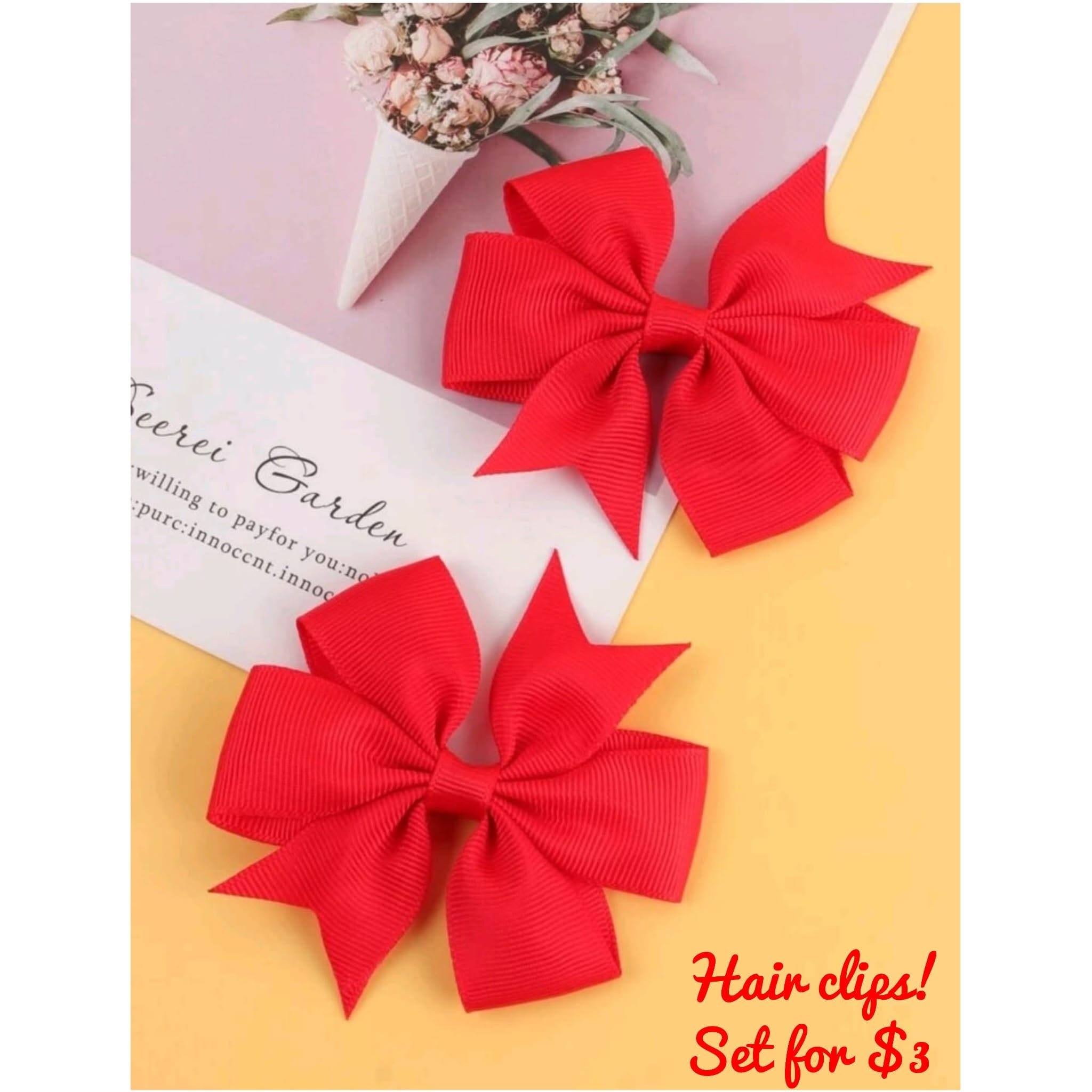 Red Bow Hair Clips Set – Cute Baby & Toddler Hair Accessories