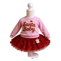 Santa Baby Holiday Outfit Set – Baby Girl Christmas Dress with Tulle Skirt