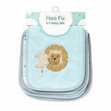 Baby Boy Blue Lion Bibs 5-Piece Set - Feeding Essentials