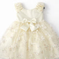 Girls Ivory Floral Tulle Dress with Bow - Toddler Party Dress