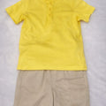 Boys Yellow Polo Shirt and Khaki Shorts Set - Toddler Casual Outfit