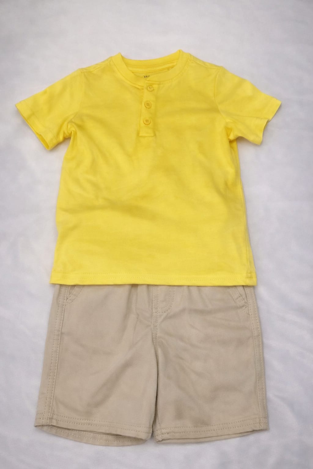 Boys Yellow Polo Shirt and Khaki Shorts Set - Toddler Casual Outfit
