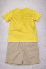 Boys Yellow Polo Shirt and Khaki Shorts Set - Toddler Casual Outfit