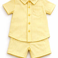 Boys Yellow Striped Shirt and Shorts Set - Toddler Summer Outfit