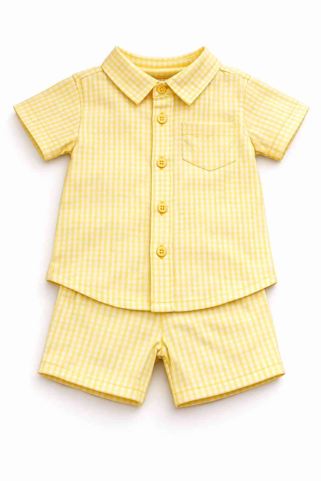 Boys Yellow Striped Shirt and Shorts Set - Toddler Summer Outfit