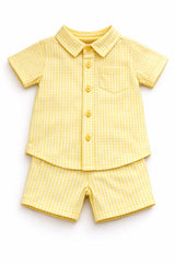 Boys Yellow Striped Shirt and Shorts Set - Toddler Summer Outfit