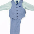Boys Blue Formal Suit Set with Vest, Shirt, Tie and Pants - 4-Piece Outfit