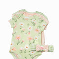 Baby Girl Mint Green Floral Bodysuit and Headband Set - 2-Piece Outfit