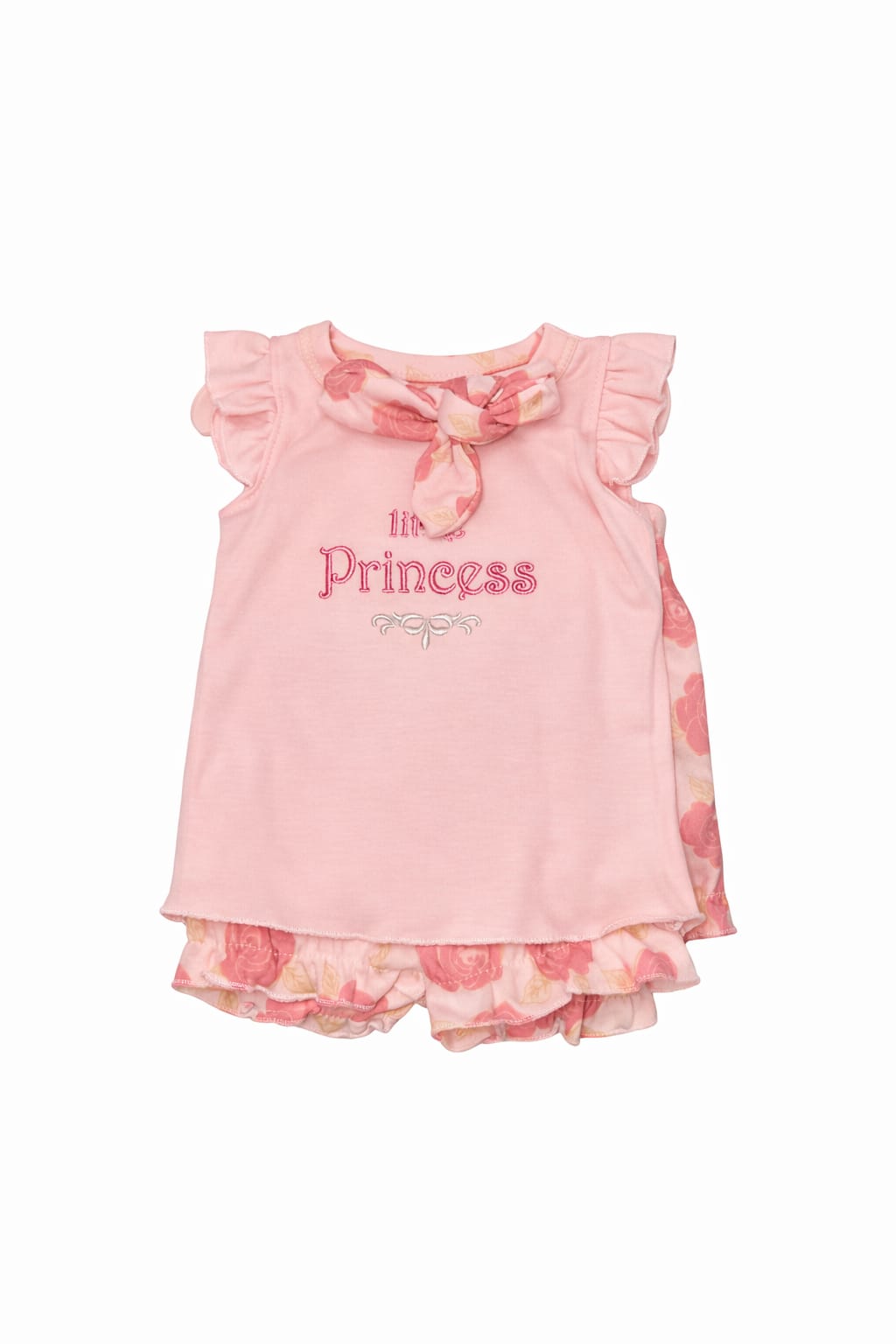 Baby Girl I'm Princess Outfit Set with Floral Shorts - 2-Piece Set