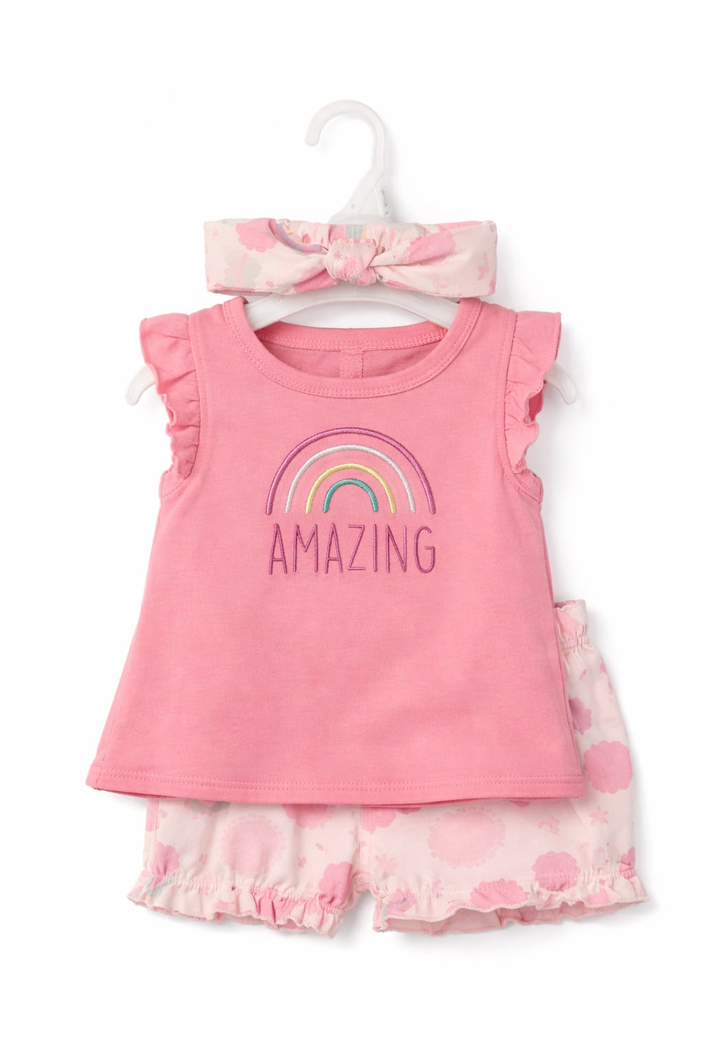 Baby Girl Amazing Rainbow 3-Piece Set - Top, Shorts & Headband