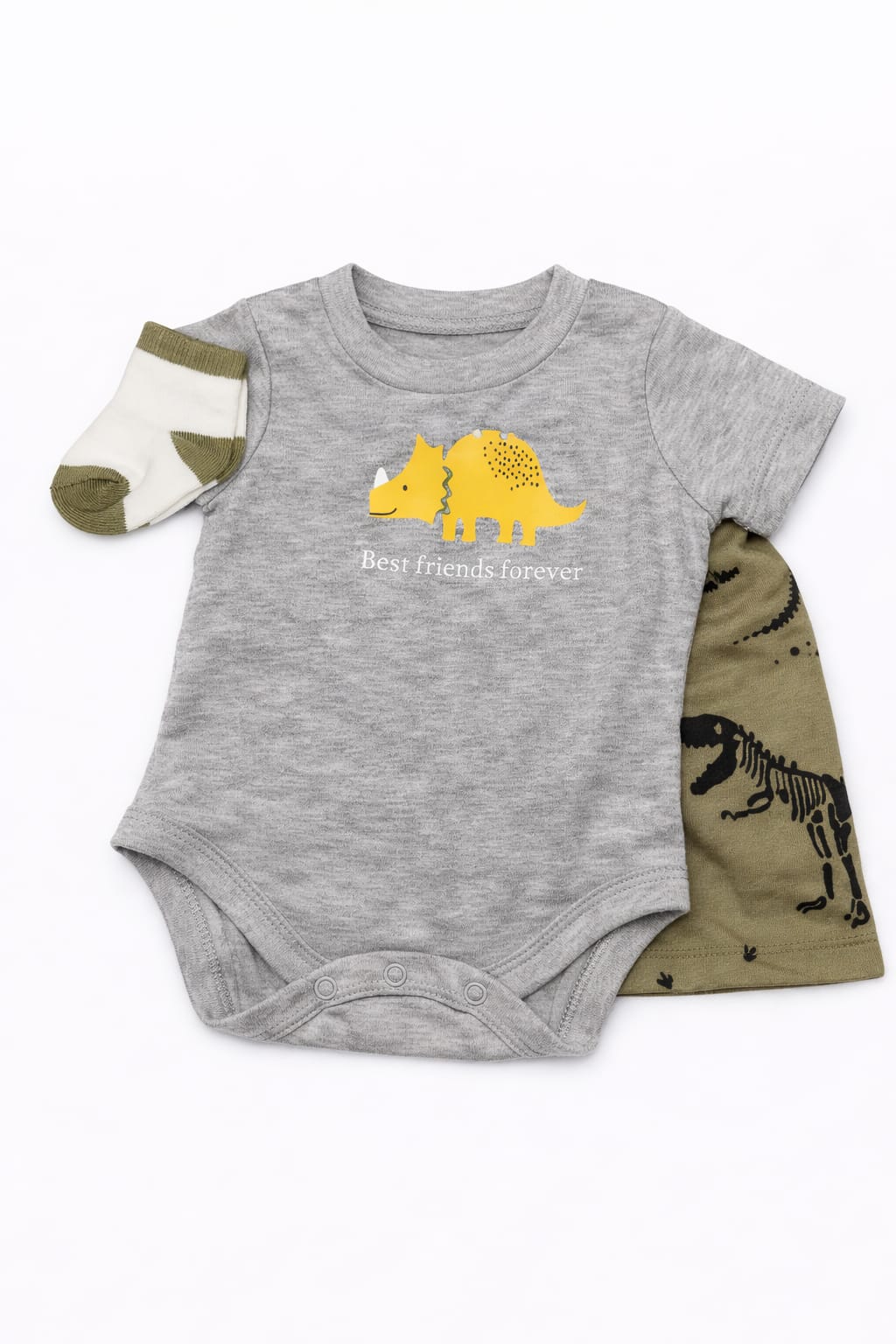 Baby Boy Dinosaur Bodysuit and Shorts Set - Best Friends Forever Outfit