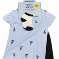 Baby Boy Sailboat Bodysuit 3-Piece Set with Shorts and Socks - Nautical Outfit