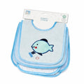 Baby Boy Blue Fish Bibs 5-Piece Set - Feeding Essentials