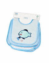 Baby Boy Blue Fish Bibs 5-Piece Set - Feeding Essentials