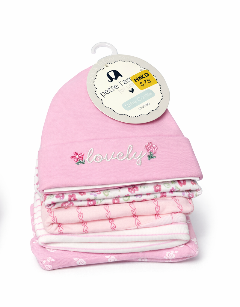 Baby Girl Lovely Caps 5-Piece Set - Pink Baby Hats