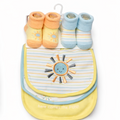 Baby Sunshine Gift Set - 3 Bibs and 2 Pairs Booties - Unisex