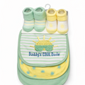 Baby Boy Daddy's Cool Dude Gift Set - 3 Bibs and 2 Pairs Booties